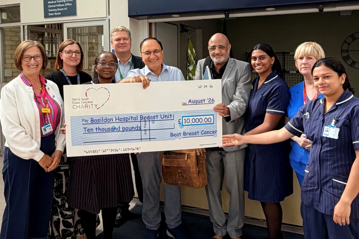 Beat Breast Cancer Charity 10000 donation to Basildon Hospital