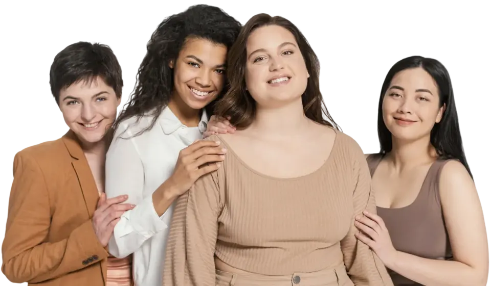 Home 1 Happy Confident Women Standing Together